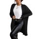 thumbnail image 4 of Cárdigan informal liso con capucha, manga larga, color negro, talla grande (mujeres grandes), 4 of 4