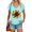 Blue, variant on Female Purple Edgy Leopard Sunflower V Neck Short Sleeve T-Shirt Bold Floral Vibe S-5XL Tops