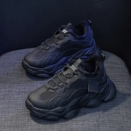 

Women‘s Warm Plush Lined Chunky Sneakers Low Top Non Slip Lace Up Running Shoes Women‘s Footwear