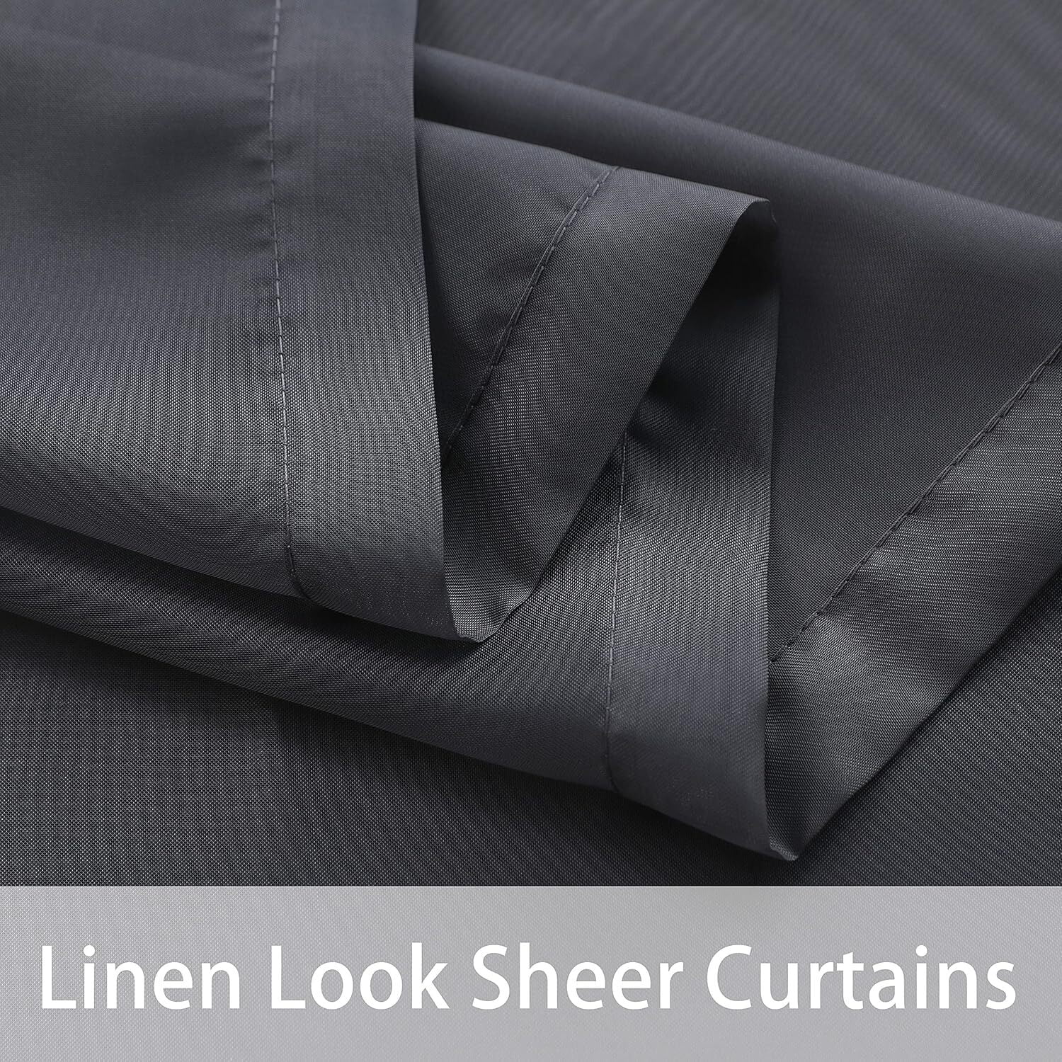 GoXteam Black Outdoor Sheer Curtains for Patio Waterproof, 2 Panels Grommet Indoor Voile Sheer Curtain for Living Room, Bedroom, Porch, Pergola, Cabana, 52 x 84 inch