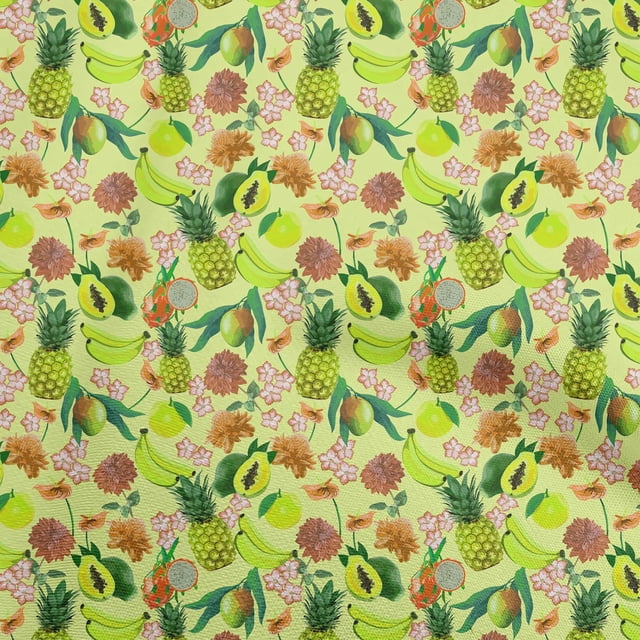 oneOone Viscose Chiffon Lime Fabric Tropical Craft Projects Decor Fabric Printed By The Yard 42 Inch Wide