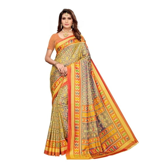 Sana Silk saree/sari with running blouse For Women/Girls