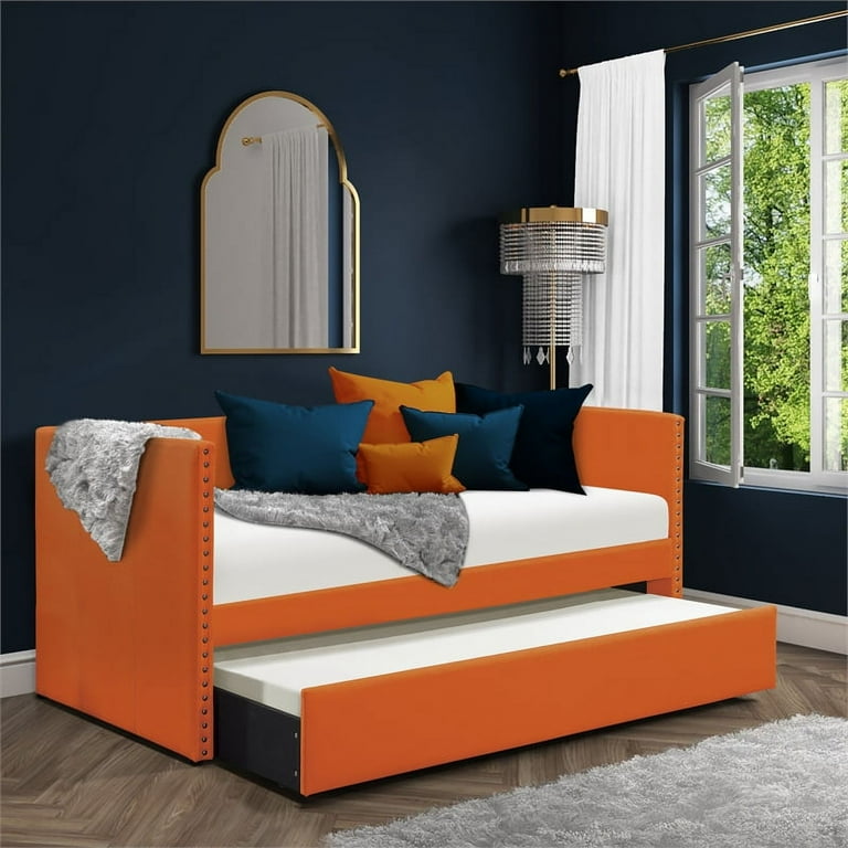 Lexicon Therese Upholstered Daybed with Trundle in Orange