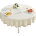 thumbnail image 1 of Heavy Weight Cotton Linen Tablecloth Lace Round Table Cloth for Kitchen Dining Room Tabletop Decoration, 62" - Round, Champagne, 1 of 6