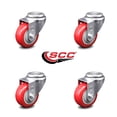 thumbnail image 2 of 3.5 Inch Red Polyurethane Wheel Swivel Bolt Hole Caster Set Service Caster, 2 of 2