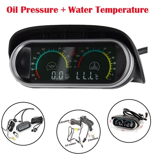 2 Functions 12v/24v Universal Truck Car Oil Pressure Gauge + Water Temperature Gauge Set Meter Sensor Oil Pressure Indicator