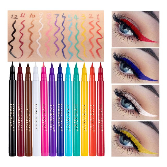 12pcs Handaiyan Long-lasting Makeup Free Waterproof Eyeliner