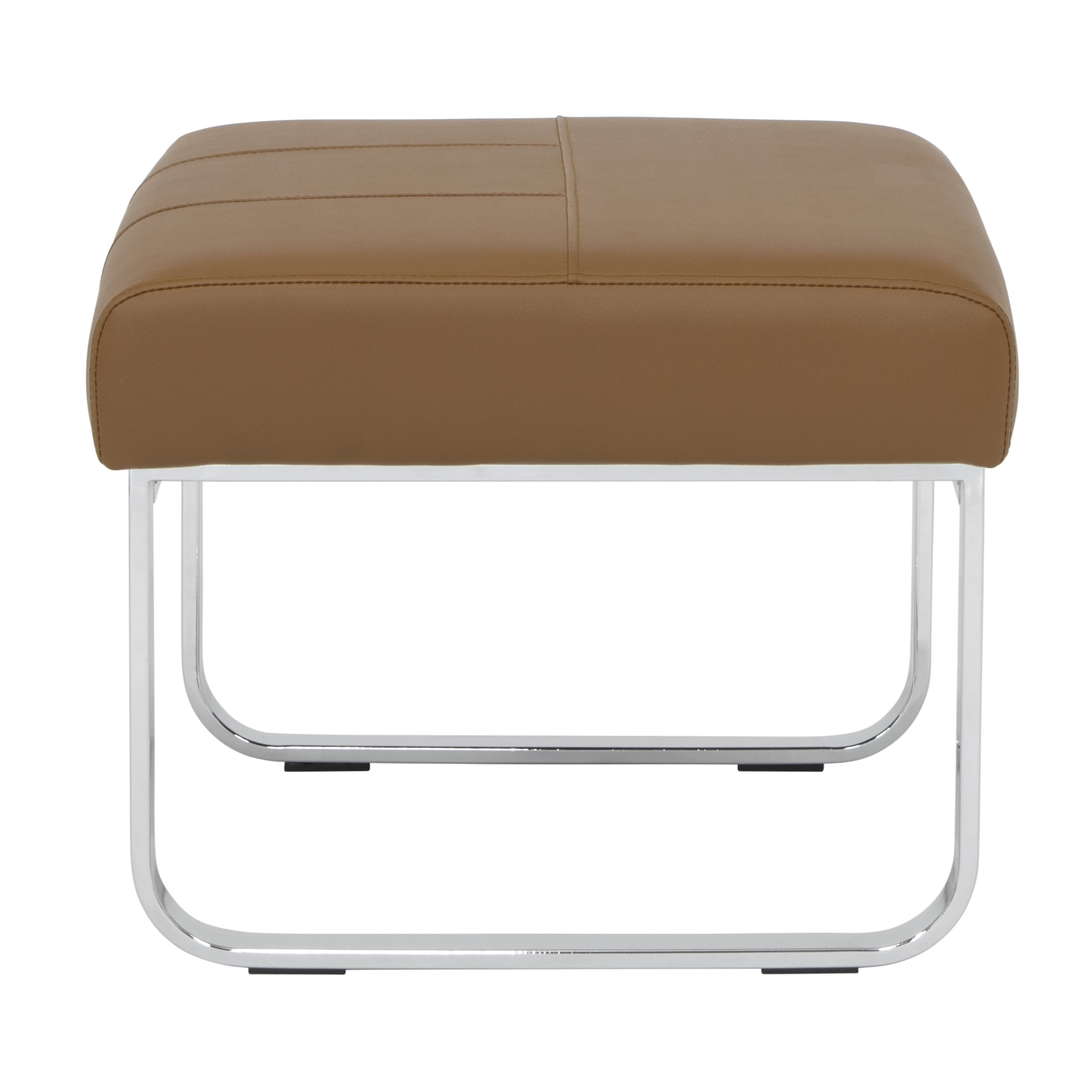 Studio Designs Home Allure Modern Rectangular Thick 5" Cushions Ottoman In Chrome and Caramel Blended Leather