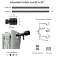 thumbnail image 2 of 2 Pack Adjustable 1" Single Window Curtain Rod 50" to 82" Taupe, 2 of 4