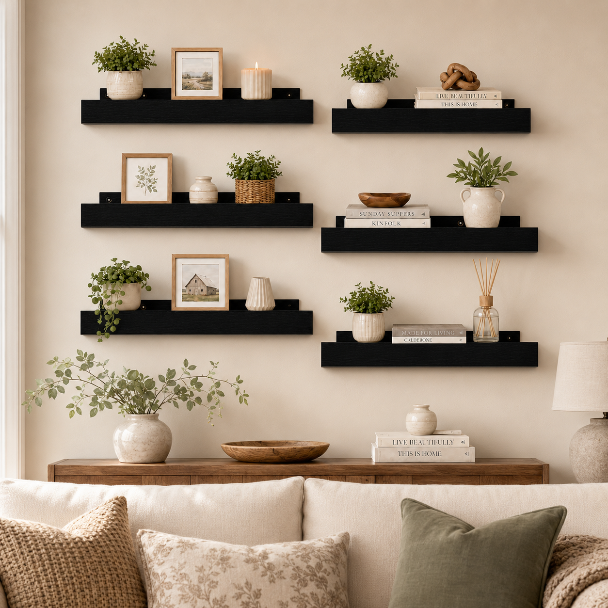 KAIWIN Floating Shelves, Black, Set of 6 photo 2