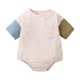 thumbnail image 1 of Gibobby Mamelucos para bebe niño de manga corta para niños y niñas, mono de Color de retazos para recién nacidos, ropa para niños(AG, 12-18 Meses), 1 of 5