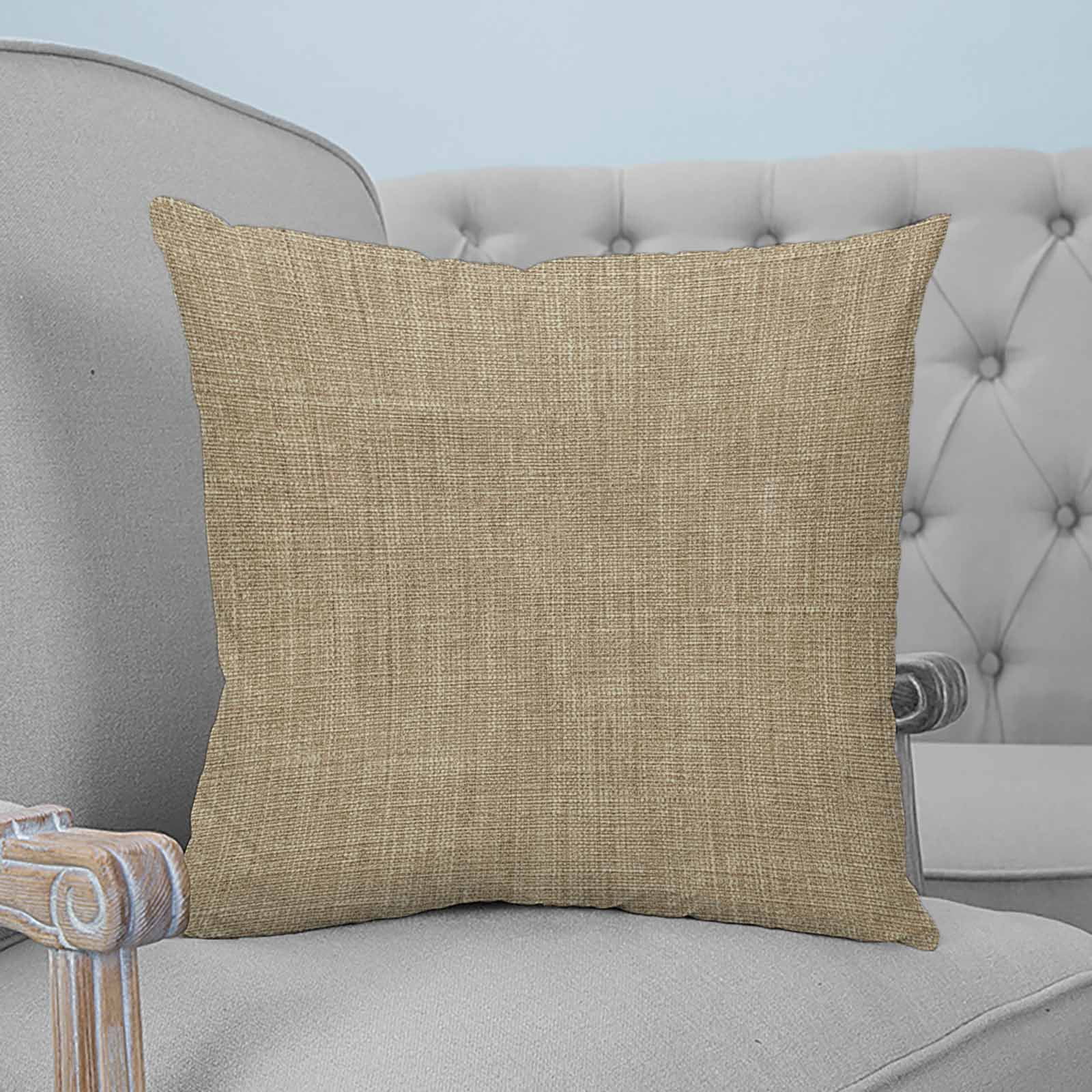 Beige 14x14 Pillow Covers Set of 2, Farmhouse Burlap Solid Brown Color Modern Linen Texture Throw Pillow Covers Decorative Couch Cushion Case, Microfiber Square Pillowcases for Bedroom Living Room