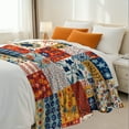 thumbnail image 3 of Flannel Fleece Throw Blanket, Soft Large Throw Blanket, Lightweight Cozy Plush Throw Blanket Fit Sofa Bed, 50"x60", Patchwork Floral Pattern, 3 of 7