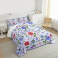thumbnail image 3 of Homewish Multicolor Flower Queen Comforter Set,Cute Country Floral Bedding Sets,Blue Orange Bedding Comforter Set For Girl Teens,Super Cozy Room Decor Reversible,3-Piece, 3 of 8