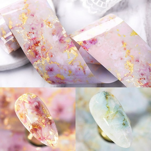 Joernso Marble Stained Starry Nail Art Sticker Pink Blue Foil Manicure Transfer Decals