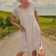 thumbnail image 5 of Vestido Vestido informal de mujer con cuello redondo de lino y algodón de gran tamaño para uso diario (Caqui S) Cgtredaw Caqui T S para Mujer, 5 of 6