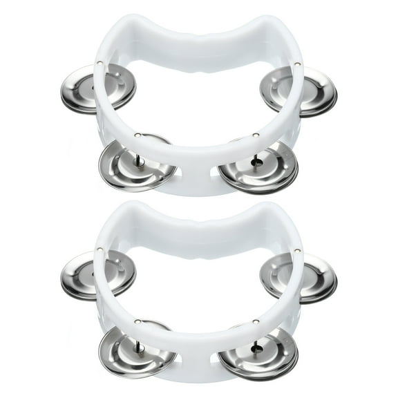 2pcs Tambourine, Jingle Bells Wrist Bells Hand Bell Percussion Instruments Musical for Adults Church, White