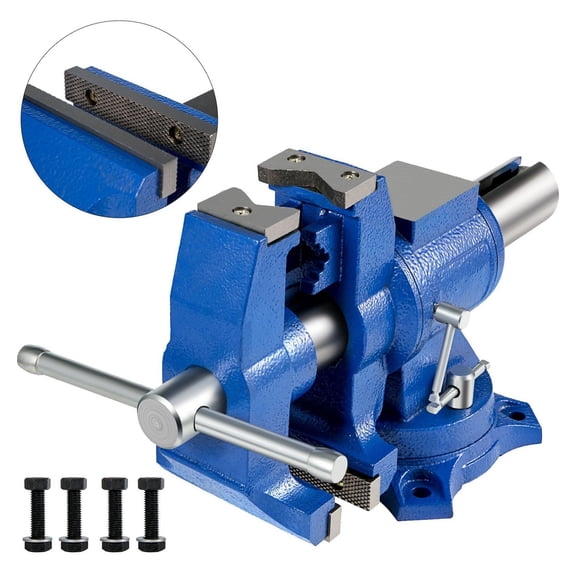 6" Heavy Duty Vise, Rotating Swivel Vise, 30Kn Clamping Force, Pipe & Bench Vise for Workshop, Metalworking, Home & Industrial Use