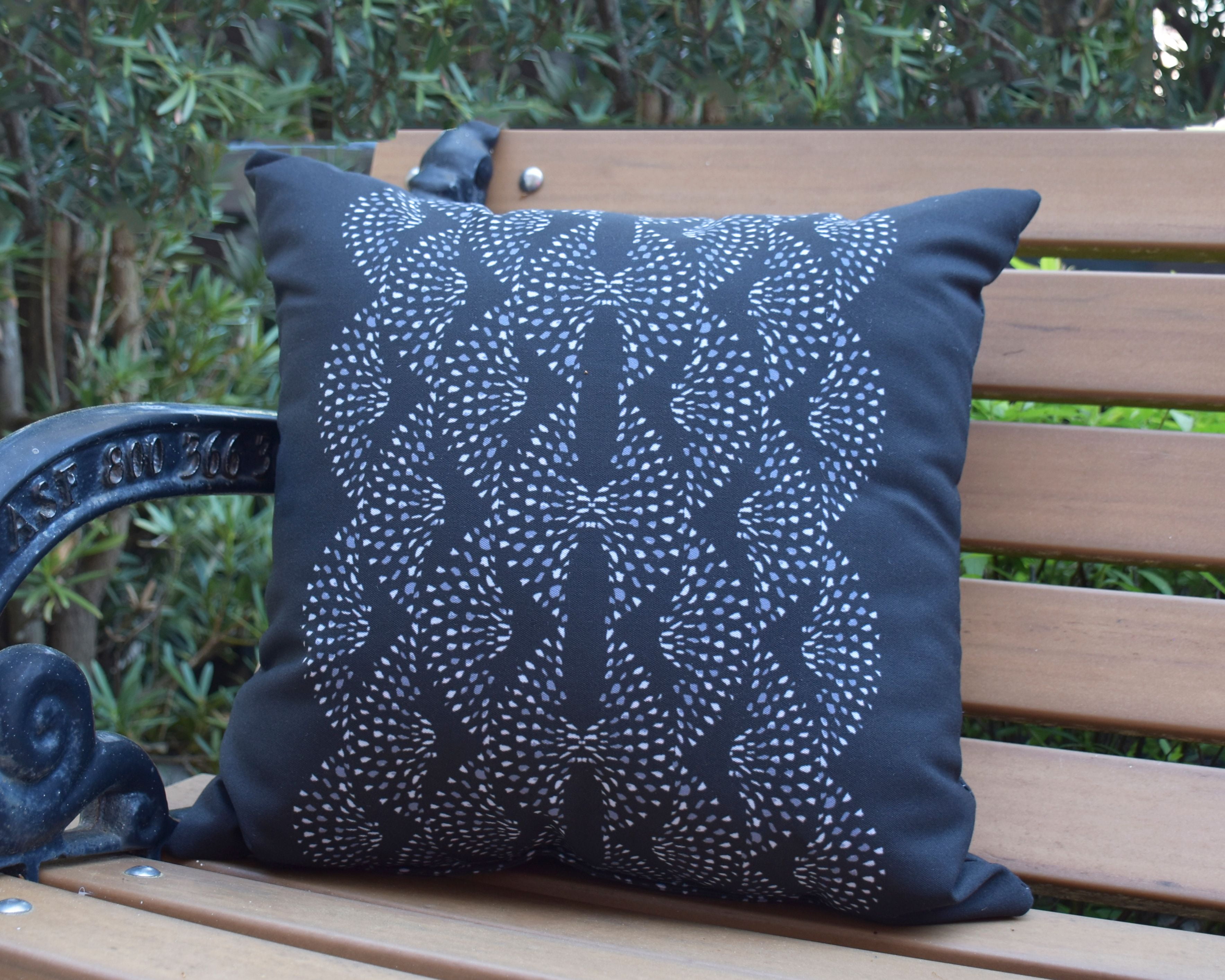 Simply Daisy, 20" x 20" Dotted Focus Black Geometric Print Decorative Outdoor Throw Pillow
