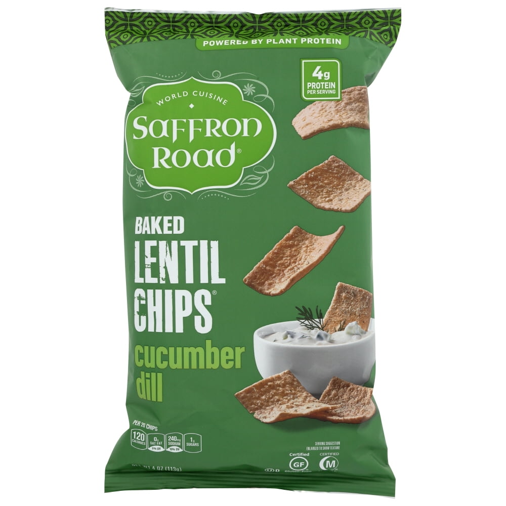 Saffron Road Cucumber Dill Baked Lentil Chips, 4 Oz