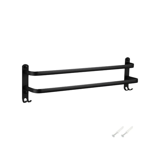 Toallero de aluminio negro, barra para toallas, barra superior e inferior para baño, toallero, toallero