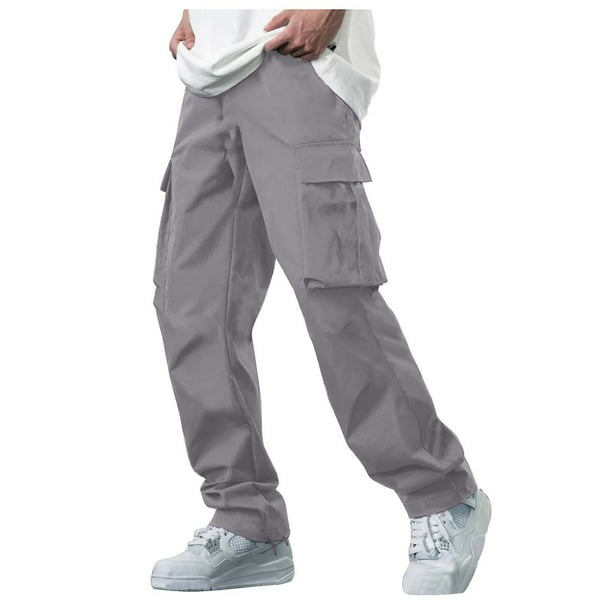 Pantalones de trabajo con cintura elástica para hombre - Poliéster, tejido suave, informal para primavera/otoño