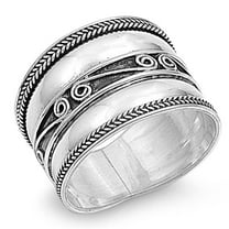 Sterling Silver Women's Bali Rope Ring Wide 925 Band Swirl Oxidized Jewelry Female Male Size 11
