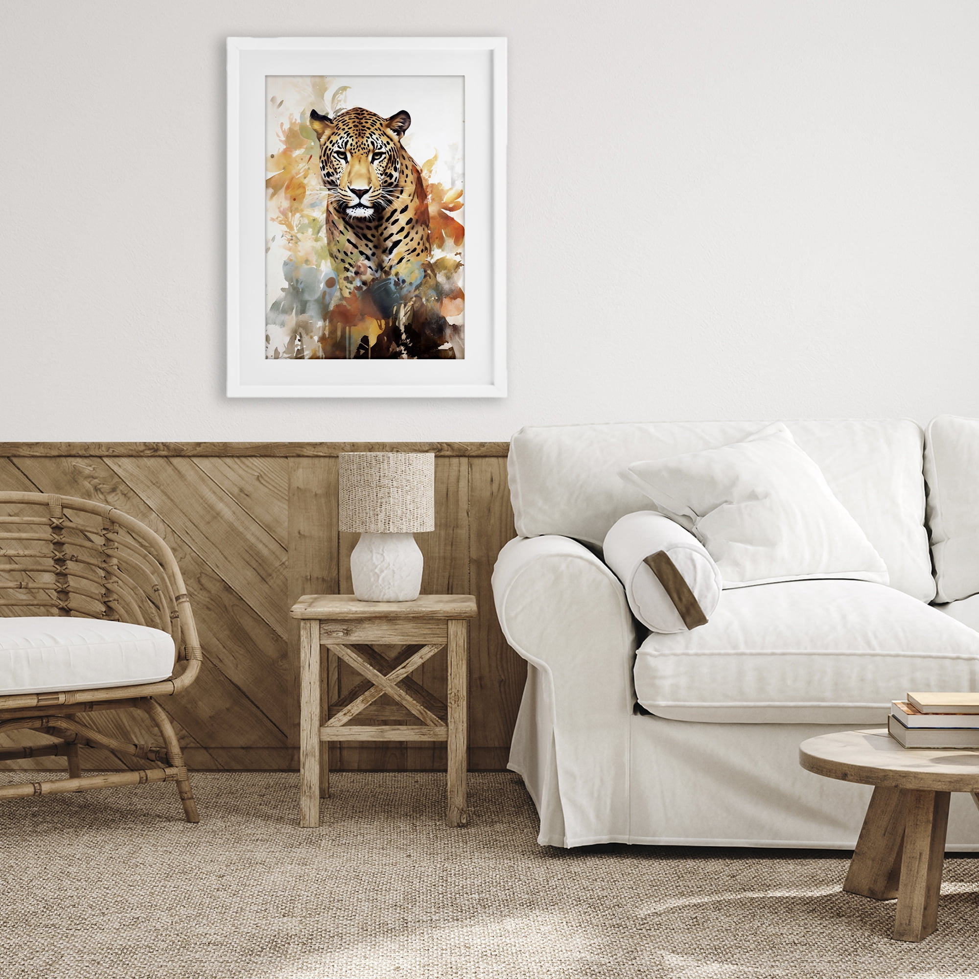 Stupell Industries Wild Cheetah Grace White Framed Print Under Glass, design by Ray Powers