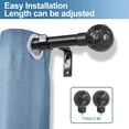 thumbnail image 4 of Urbanest Adjustable Single Curtain Rod Set Hammered Ball Finials – 3/4-Inch Diameter, With Black Rod, 28–48 Inches, 4 of 6