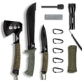 thumbnail image 1 of Axe and Fixed Blade Knife with Sheath, One-Piece Camping Hatchet and Hunting Knife with Rope Handle, Includes Zoomable Tactical Flashlight and Many Other Tools, 15 Pieces Camping Tool Set, 1 of 7