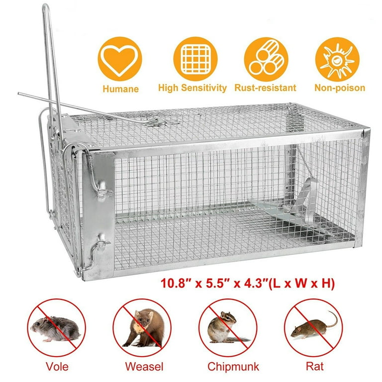 Metal Mouse Trap Cage Humane Live Catcher Rat Vermin Rodent Trap