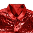thumbnail image 5 of SeCaotees Men's Men's Long‑Sleeve Button‑Down Dress Shirt Turn‑Down Collar Glossy Splice Fabric Slim Fit For Party Nightclub Formal Occasion Shirts Red,XXL, 5 of 6