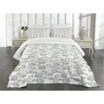 thumbnail image 3 of Ambesonne Swan Quilted Bedspread Set 3 Pcs, Sketch Art Waterfowls, Queen Size, Black White, 3 of 5