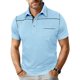 thumbnail image 1 of Blusa y camisa de manga corta con cuello vuelto para hombre, blusa de manga corta de color liso con botones y bolsillo y cuello vuelto, blusa de poliéster para hombre, 1 of 7