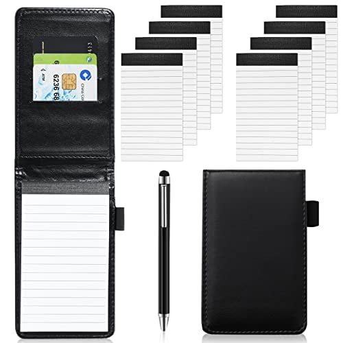 Set de 10 Minibloques Dazarey Cuaderno de bolsillo de Cuero negro 8 Libretas 3'x5' 30 Hojas