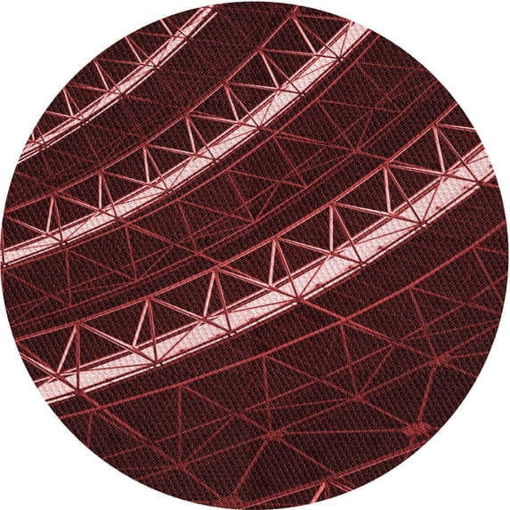 Ahgly Company Machine Washable Indoor Round Transitional Brown Red Area Rugs, 6' Round