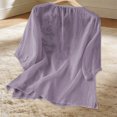 thumbnail image 6 of Summer Women Boho T-Shirts Floral V Neck Embroidered Tops Short Sleeve Loose Casual Flowy Trendy Shirts Purple 2XL, 6 of 6