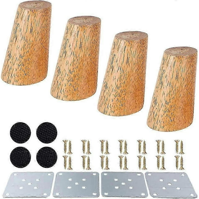 Wooden Furniture Legs Set Of 4 Height Wood Sofa Legs Solid Wood Tapered M8 Replacement Furniture Feet Wood Color For Couch Sofa Cabinet Ottoman (strai