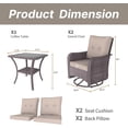 thumbnail image 4 of Kullavik 3 Pieces Patio Swivel Rocker Wicker Chairs-Outdoor Swivel Rocking Chairs with 1 Rattan Coffee Table&2 Grey Thickened Cushions Outdoor Furniture Conversation Sets for Patio Garden - Khaki, 4 of 10