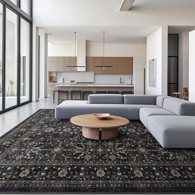Alfombra de área Ruaruarug 305 x 427 cm antideslizante y lavable a máquina