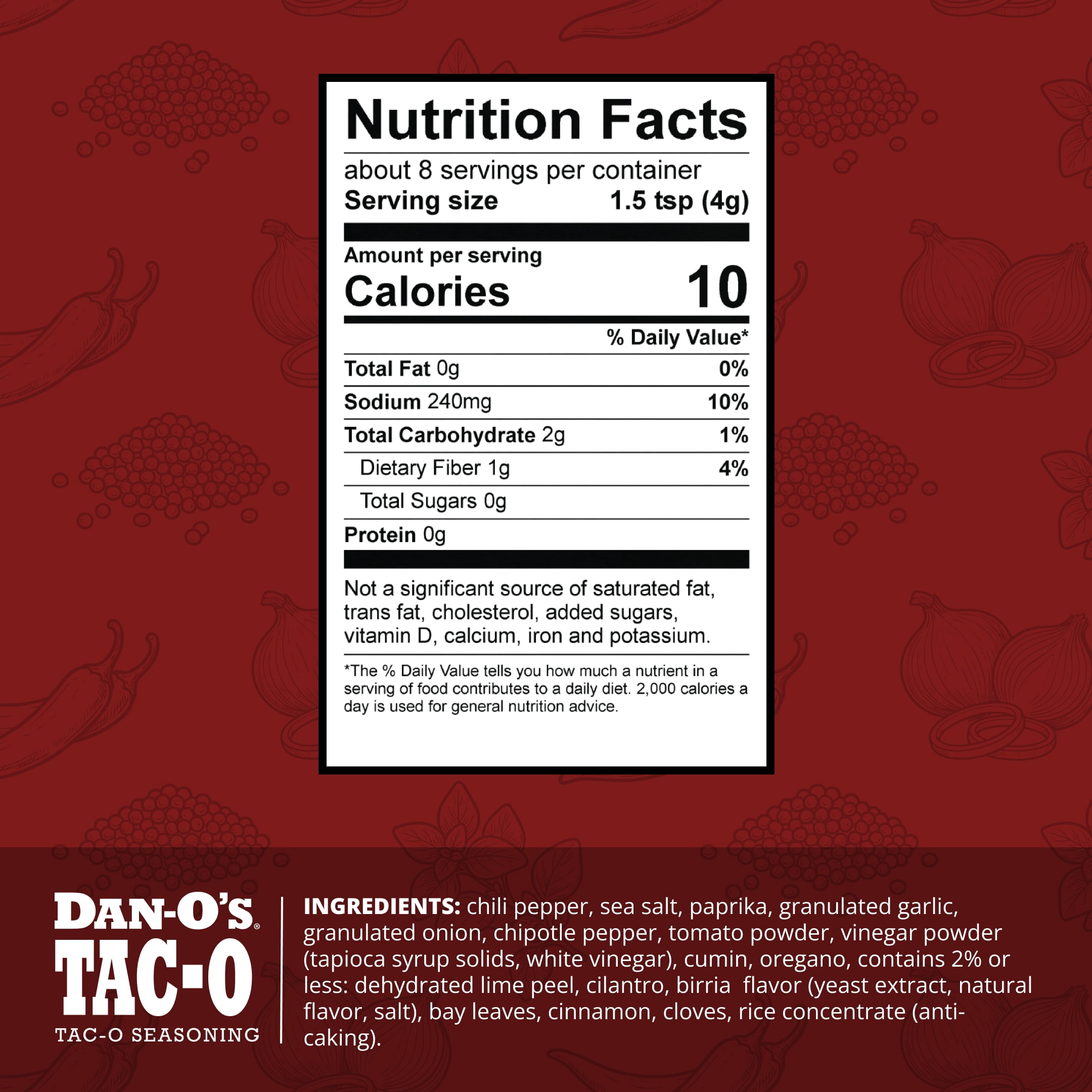 Dan-O's Taco Birria Mixed Spices & Seasonings, 1.1 oz Packet