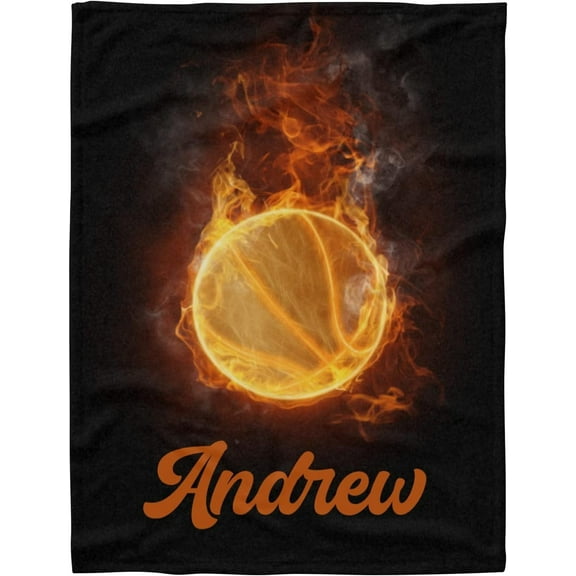 Personalized Fire Ball Blankets Customize Name Baby Nursery Swaddling Blankets for Boy Girl Birthday Shower Dogs or Pets Gifts 30x40 in