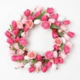 thumbnail image 4 of Artifical Valentine's Day Wreath 17.7 Inches Valentines Wreaths for Front Door Valentines Door Wreath Valentines Floral Wreaths with Rose Tulips Flowers for Wall Window Porch Home Wedding Party, 4 of 9