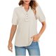 thumbnail image 1 of Eres Más Que una Camisa de Puntuación de Prueba de Verano de Color Sólido con Cuello en V Botón de Punto Camisa de Manga Corta, 1 of 8