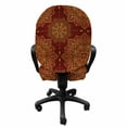thumbnail image 3 of Mandala Office Chair Slipcover, Oriental Motifs with Floral Elements and Leavess Inspiration, Protective Stretch Decorative Fabric Cover, Standard Size, Red Earth Yellow, by Ambesonne, 3 of 5