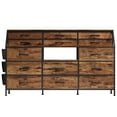 thumbnail image 1 of Meuble Télé Commode Blanc à 14 Tiroirs pour Chambre, Salon, Garde-Robe - Étagères Ouvertes, Poches Latérales, Cadre en Métal Robuste, Armoire de Rangement Moderne, 55 Pouces de Large, 1 of 8