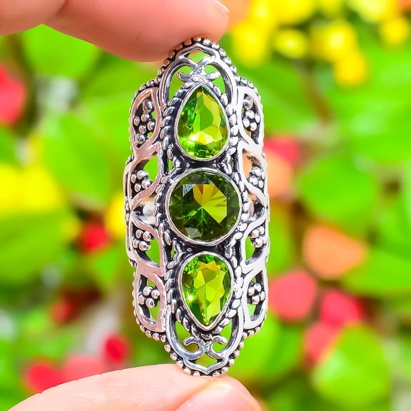 Peridot Handmade 925 Sterling Silver Jewelry Ring Size 11