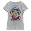 Girl's Star Wars: The Mandalorian Christmas The Child Protect Attack Unwrap Graphic Tee Athletic Heather Medium