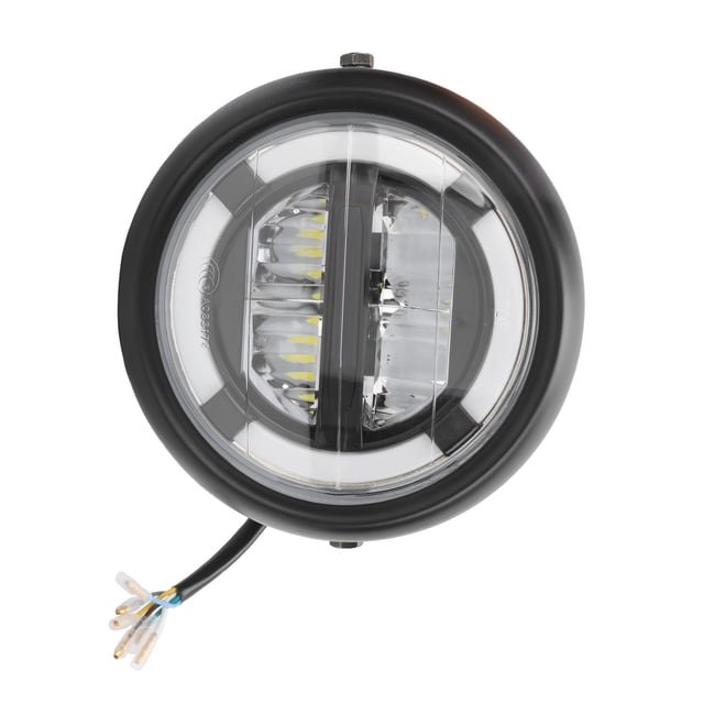 Motorbike Front Light Daytime Running Lamp Turn Signal Indicator 8in Motorcycle LED Headlight Retro Angel Eyes Replacement For Cruiser Choppers Cafe Bobber Racer