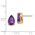 thumbnail image 2 of 14k Yellow Gold 10x7mm Pear Amethyst Earrings - 3.10 cwt - Measures 12x7mm Wide, 2 of 2